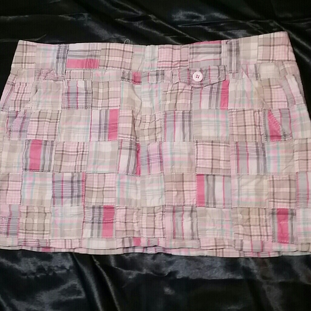 SOLD. Patch work/ plaid mini skirt